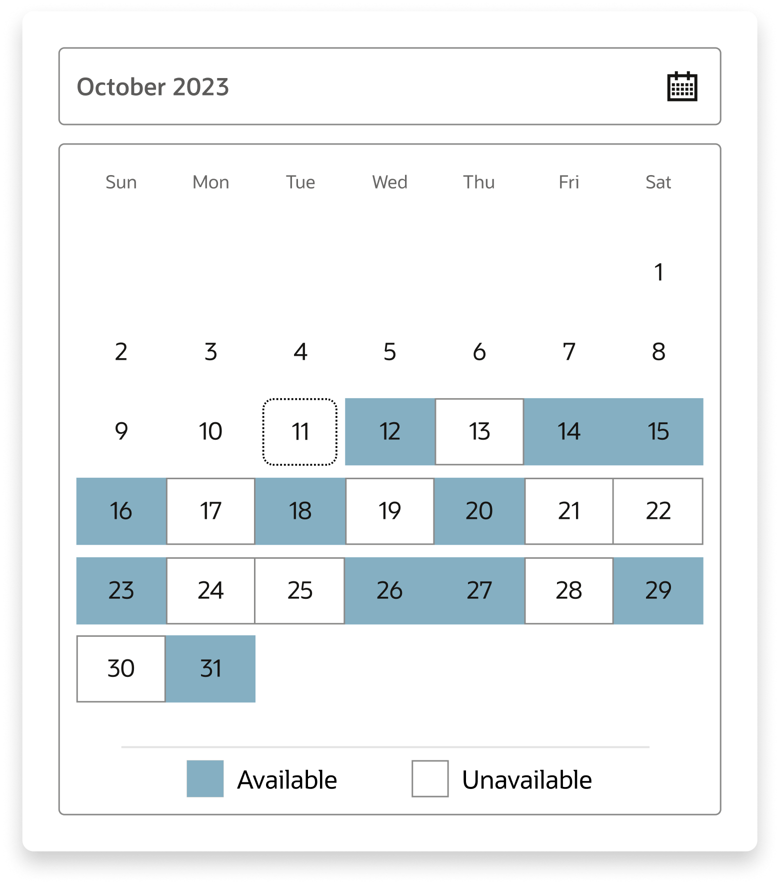 Date Picker With Selection component