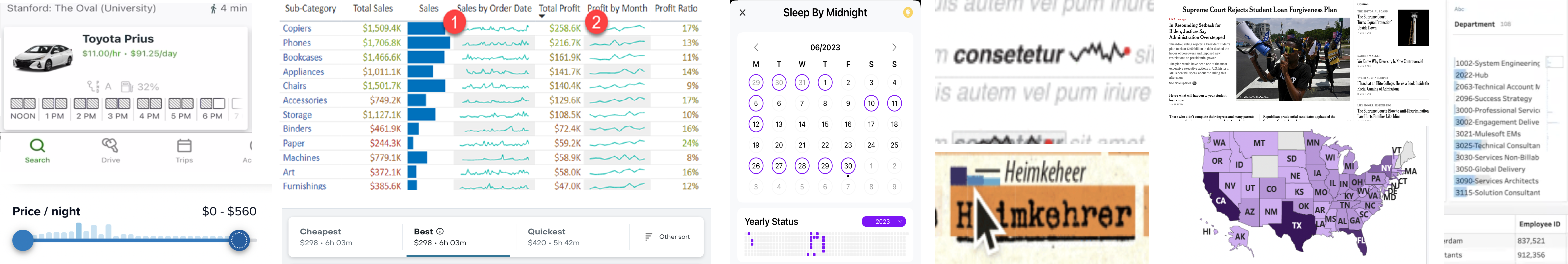 Research inspiration collage showing data-enabled components
